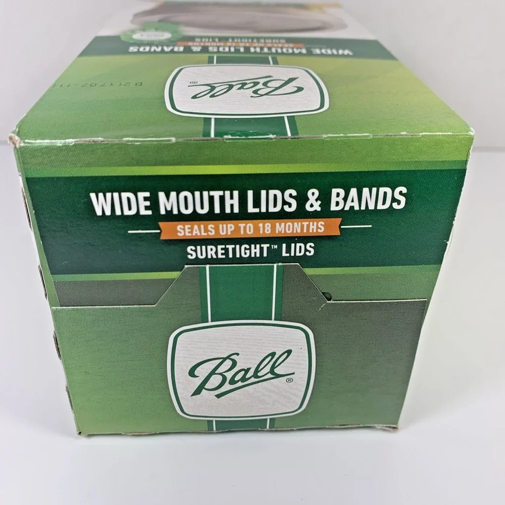 New Box of 12 BALL Wide Mouth Bands w/ Dome‎ Lids For Mason Jars Canning